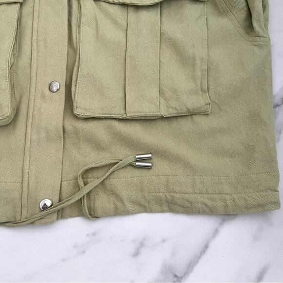 Blank NYC Utility jacket linen blend sage green Sz Medium baggy Y2K coastal - Picture 8 of 10